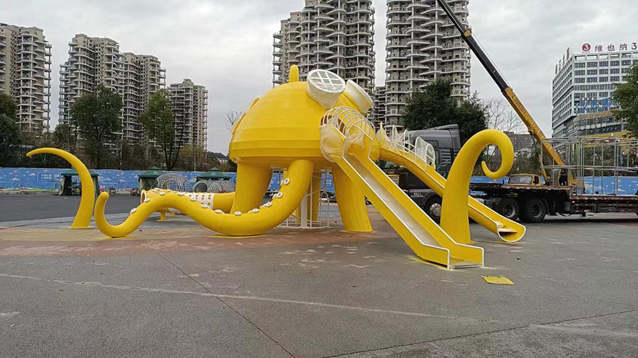 公园章鱼造型无动力游乐设备