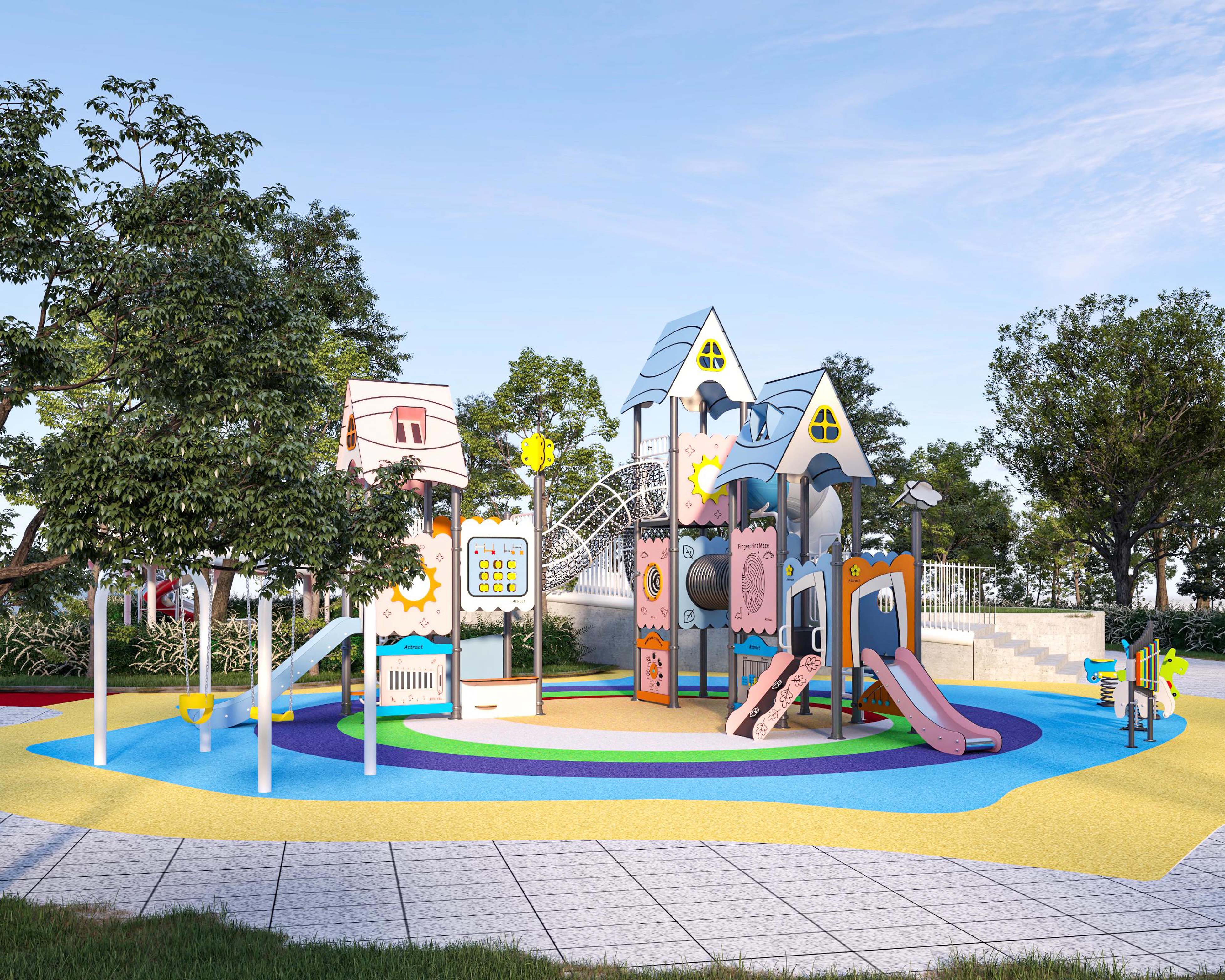 户外PE板组合滑梯