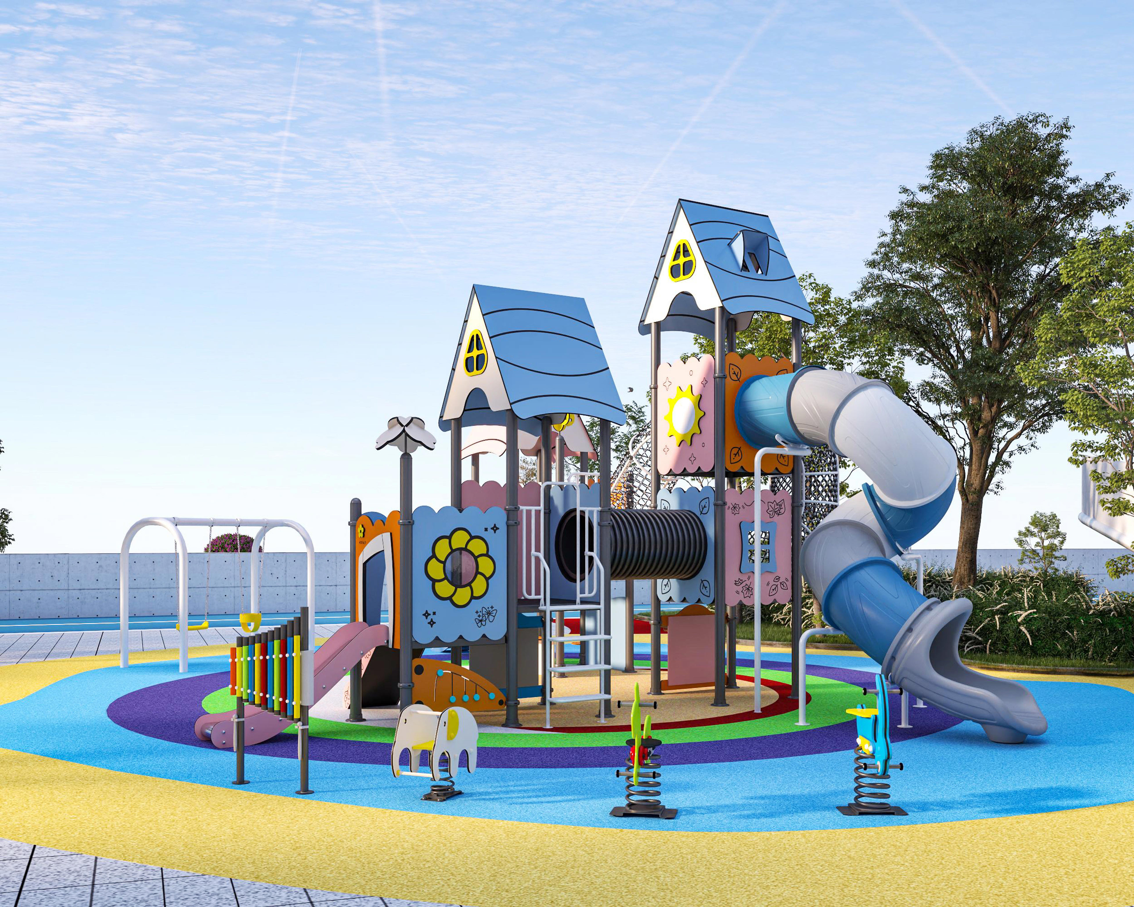 户外PE板组合滑梯