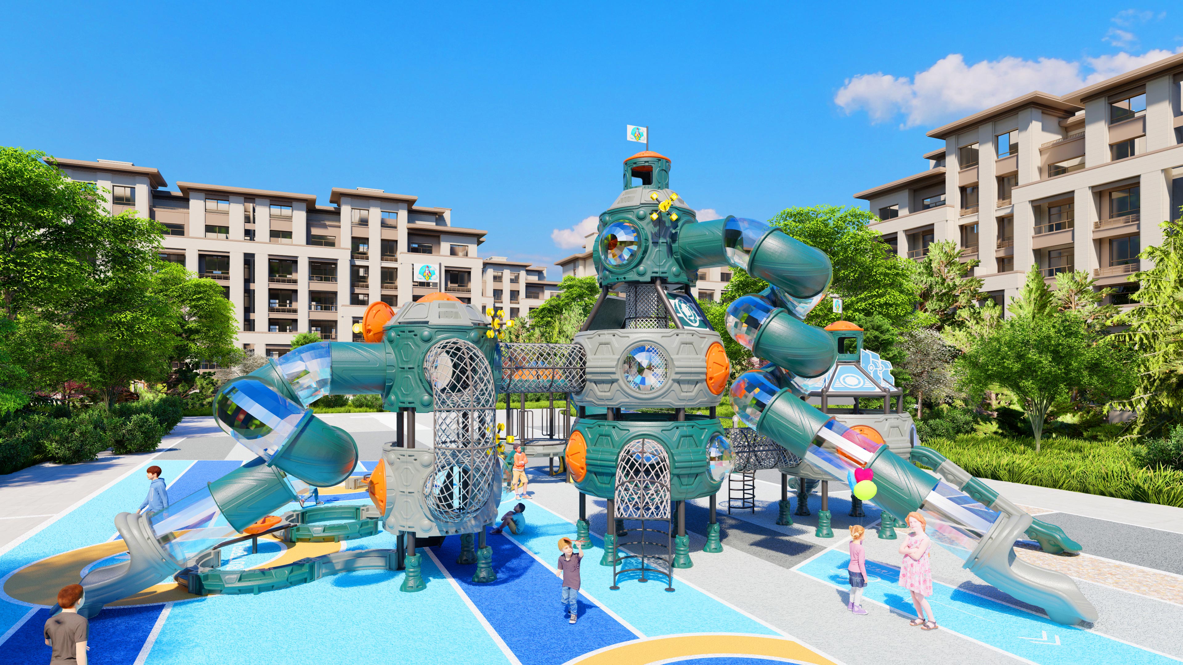 幼儿园室外大型滑梯星系穿越