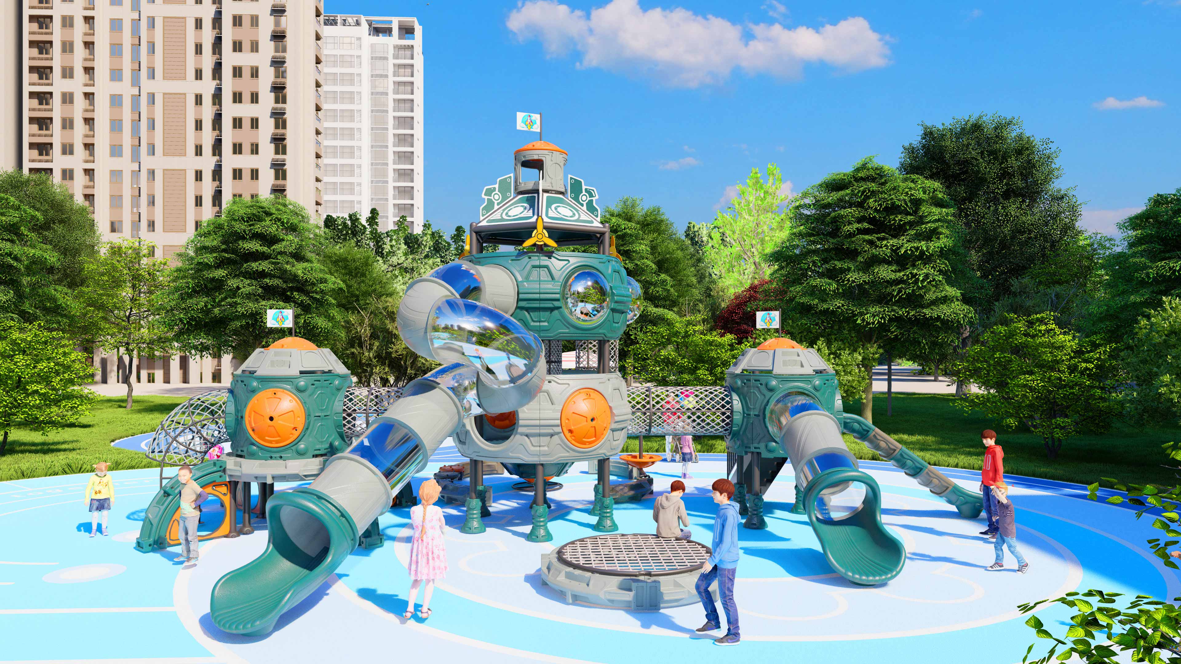 幼儿园室外大型滑梯星系穿越