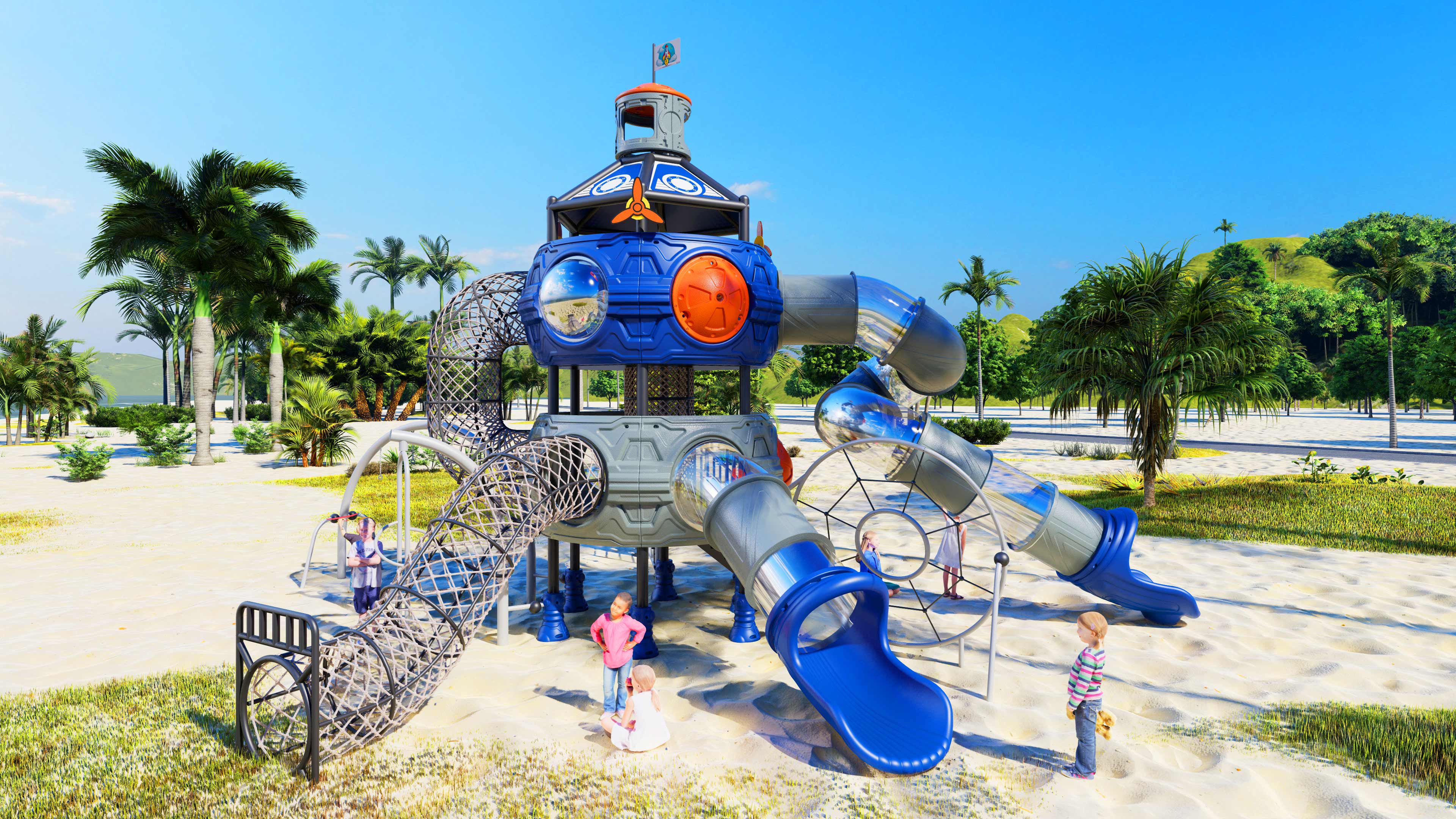 幼儿园室外大型滑梯星系穿越